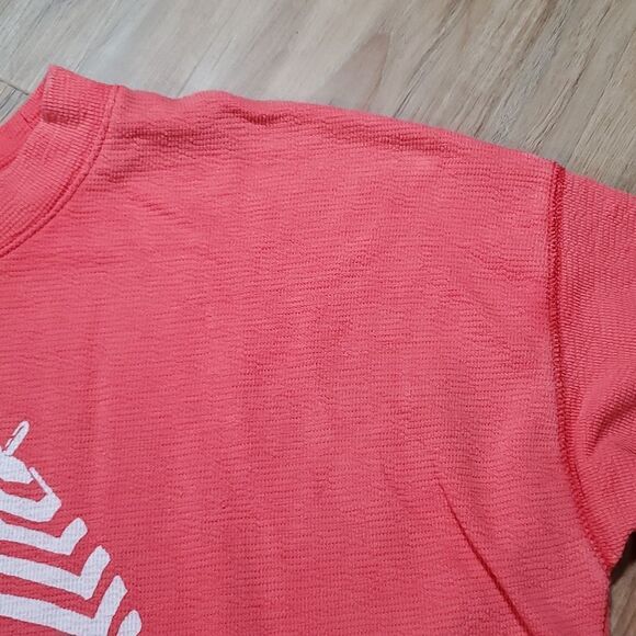 🔹️Aerie Coral "Super Shady" Thermal Knit Long Sleeve Top Small - Picture 5 of 10